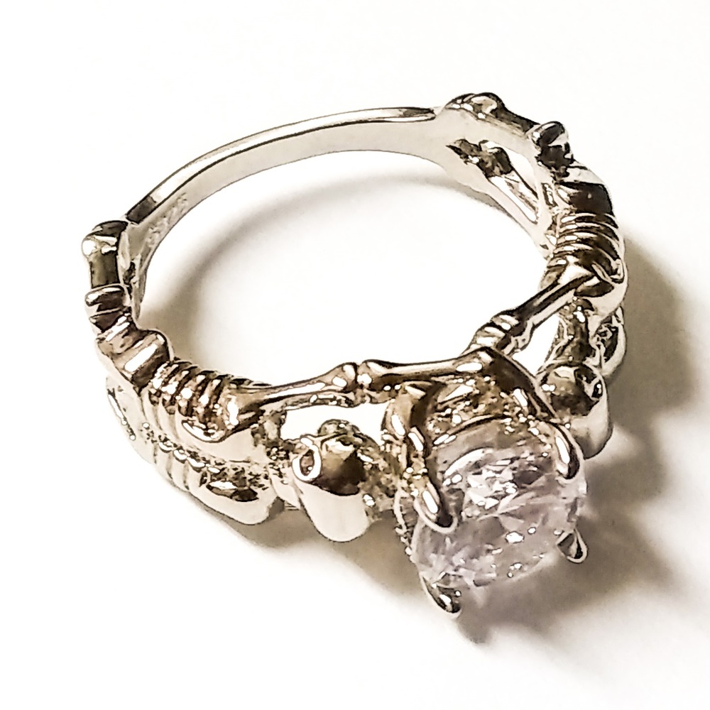 .925 Sterling Silver Skeleton Skull Ring